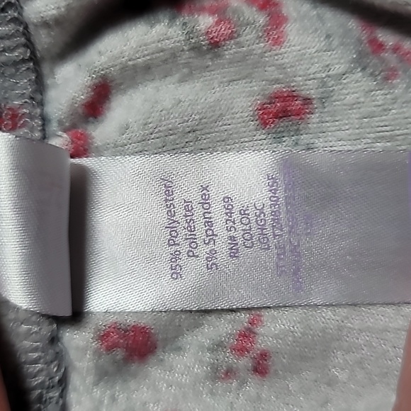 Secret Treasures M (8-10) pajama set super soft gray w red floral - Picture 12 of 15